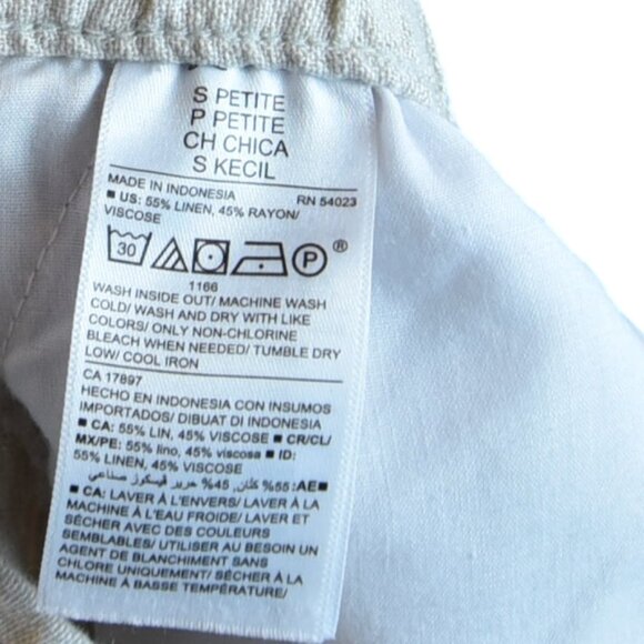 Old Navy Linen Blend Pants Size S Petite 55% Linen 45% Viscose Cream Ivory - Picture 7 of 7